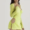 Mini sukienka z szyfonu w kolorze Baby Lime z wiązaniem na szyi Mini sukienka z szyfonu w kolorze Baby Lime z wiązaniem na szyi