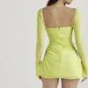 Mini sukienka z szyfonu w kolorze Baby Lime z wiązaniem na szyi Mini sukienka z szyfonu w kolorze Baby Lime z wiązaniem na szyi