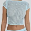 Mistress Rocks Seafoam Knit Open Back Ruffle Top – Wyprzedaż Mistress Rocks Seafoam Knit Open Back Ruffle Top – Wyprzedaż