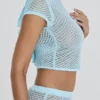 Mistress Rocks Seafoam Knit Open Back Ruffle Top – Wyprzedaż Mistress Rocks Seafoam Knit Open Back Ruffle Top – Wyprzedaż
