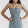 Nastassia Cool Blue Embellished Satin Gorsety Nastassia Cool Blue Embellished Satin Gorsety