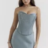 Nastassia Cool Blue Embellished Satin Gorsety Nastassia Cool Blue Embellished Satin Gorsety