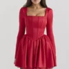 Nina Holly – czerwona mini sukienka z tiulu z odpinaną kokardą Nina Holly – czerwona mini sukienka z tiulu z odpinaną kokardą