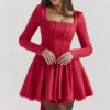 Nina Holly – czerwona mini sukienka z tiulu z odpinaną kokardą Nina Holly – czerwona mini sukienka z tiulu z odpinaną kokardą