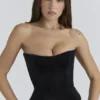 Omari Czarny aksamitny modelujący gorset bez ramiączek Omari Czarny aksamitny modelujący gorset bez ramiączek