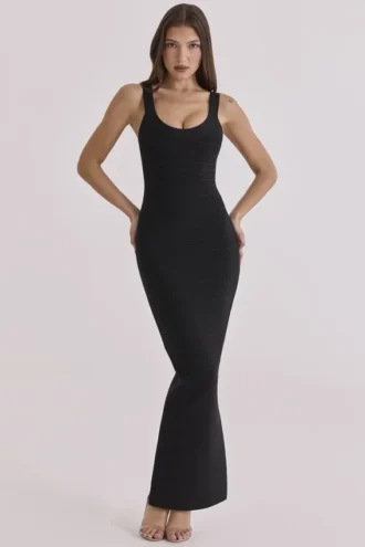 Oryginalna czarna sukienka maxi w stylu bandażowym Oryginalna czarna sukienka maxi w stylu bandażowym