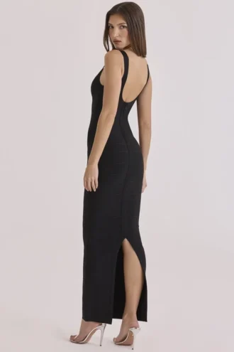 Oryginalna czarna sukienka maxi w stylu bandażowym Oryginalna czarna sukienka maxi w stylu bandażowym