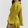 Plisowana sukienka koszulowa Allegra w kolorze chartreuse