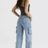 Ria Blue Washed Utility Jeansy