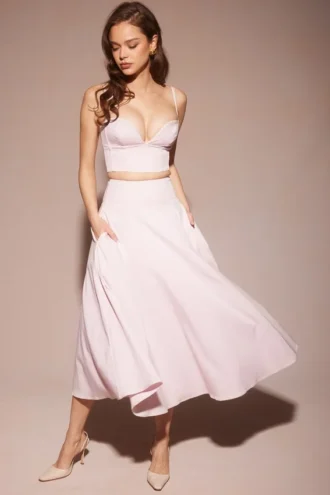 Rita Ballerina Różowa spódnica midi o kroju litery A Rita Ballerina Różowa spódnica midi o kroju litery A