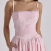 Różowa bawełniana Sukienka Letnia Chloe z koronką broderie anglaise