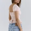 Różowa bluzka z falbaną Cara Peplum Top Różowa bluzka z falbaną Cara Peplum Top