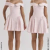 Różowa mini sukienka z odkrytymi ramionami Elida Ballerina