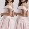 Różowa mini sukienka z odkrytymi ramionami Elida Ballerina