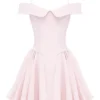 Różowa mini sukienka z odkrytymi ramionami Elida Ballerina