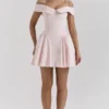Różowa mini sukienka z odkrytymi ramionami Elida Ballerina