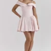 Różowa mini sukienka z odkrytymi ramionami Elida Ballerina