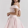 Różowa mini sukienka z odkrytymi ramionami Elida Ballerina