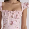 Różowa Sukienka Letnia Midi Livia z bawełny w stylu vintage