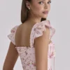 Różowa Sukienka Letnia Midi Livia z bawełny w stylu vintage