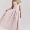 Różowa sukienka midi bez ramiączek Lady Ballerina