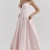 Różowa sukienka midi bez ramiączek Lady Ballerina
