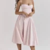 Różowa sukienka midi z gorsetem z twillu Samaria Ballerina Różowa sukienka midi z gorsetem z twillu Samaria Ballerina