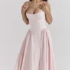 Różowa sukienka midi z gorsetem z twillu Samaria Ballerina Różowa sukienka midi z gorsetem z twillu Samaria Ballerina