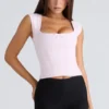 Różowy gorset z rękawkami typu cap sleeve Różowy gorset z rękawkami typu cap sleeve