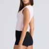 Różowy gorset z rękawkami typu cap sleeve Różowy gorset z rękawkami typu cap sleeve
