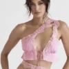 Różowy, zwiewny top z krótkim rękawem „Lorena” Różowy, zwiewny top z krótkim rękawem „Lorena”