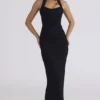 Sahar Czarna sukienka maxi z dekoltem halter Sahar Czarna sukienka maxi z dekoltem halter