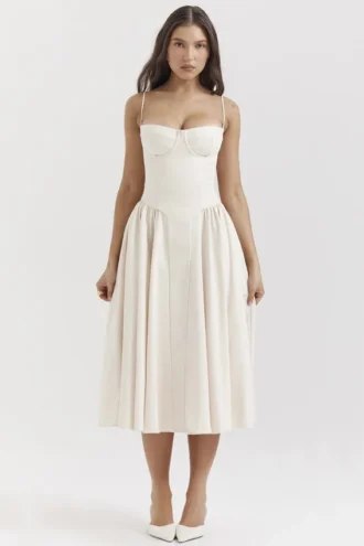 Samaria Vintage Cream Gorsety Sukienka Letnia