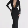 Saskia – czarna sukienka maxi z drapowaniem Saskia – czarna sukienka maxi z drapowaniem