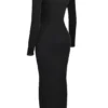 Saskia – czarna sukienka maxi z drapowaniem Saskia – czarna sukienka maxi z drapowaniem