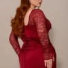 Satynowa sukienka maxi Perdi Berry z gorsetem Satynowa sukienka maxi Perdi Berry z gorsetem