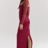 Satynowa sukienka maxi Perdi Berry z gorsetem Satynowa sukienka maxi Perdi Berry z gorsetem