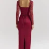 Satynowa sukienka maxi Perdi Berry z gorsetem Satynowa sukienka maxi Perdi Berry z gorsetem