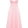 Satynowa sukienka midi o kroju litery A w kolorze Tiffany Parisian Pink Satynowa sukienka midi o kroju litery A w kolorze Tiffany Parisian Pink