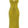 Satynowa sukienka typu slip Salma w kolorze chartreuse Satynowa sukienka typu slip Salma w kolorze chartreuse