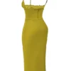 Satynowa sukienka typu slip Salma w kolorze chartreuse Satynowa sukienka typu slip Salma w kolorze chartreuse