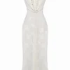 Seren Vintage Kremowa sukienka maxi z kwiatowym wzorem i koronkowym tyłem Seren Vintage Kremowa sukienka maxi z kwiatowym wzorem i koronkowym tyłem