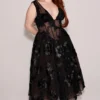 Sianna – czarny gorset midi z tiulu z haftem Sianna – czarny gorset midi z tiulu z haftem