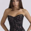 Solaine Czarny gorset z koronką i fiszbinami na topie Solaine Czarny gorset z koronką i fiszbinami na topie