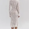 Sophia Vintage – dopasowana sukienka midi z koronki w kolorze kości słoniowej Sophia Vintage – dopasowana sukienka midi z koronki w kolorze kości słoniowej