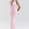 Sophina Perfectly Pink Broderie Anglais Plunge Maxi Sukienka Sophina Perfectly Pink Broderie Anglais Plunge Maxi Sukienka