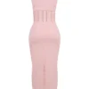 Sophina Perfectly Pink Broderie Anglais Plunge Maxi Sukienka Sophina Perfectly Pink Broderie Anglais Plunge Maxi Sukienka