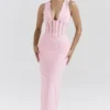 Sophina Perfectly Pink Broderie Anglais Plunge Maxi Sukienka Sophina Perfectly Pink Broderie Anglais Plunge Maxi Sukienka
