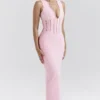 Sophina Perfectly Pink Broderie Anglais Plunge Maxi Sukienka Sophina Perfectly Pink Broderie Anglais Plunge Maxi Sukienka