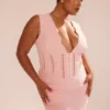 Sophina Perfectly Pink Broderie Anglais Plunge Maxi Sukienka Sophina Perfectly Pink Broderie Anglais Plunge Maxi Sukienka